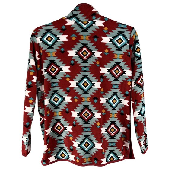 Wrangler Retro Unisex XL Aztec Oversized Pullover Fleece 1/4 Zip Jacket Medieval - Picture 2 of 16